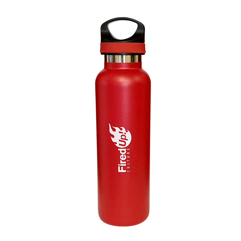 Red Fired Up Water bottle With Insulated Lid