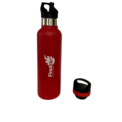 Red Fired Up Water Bottle with Straw Lid